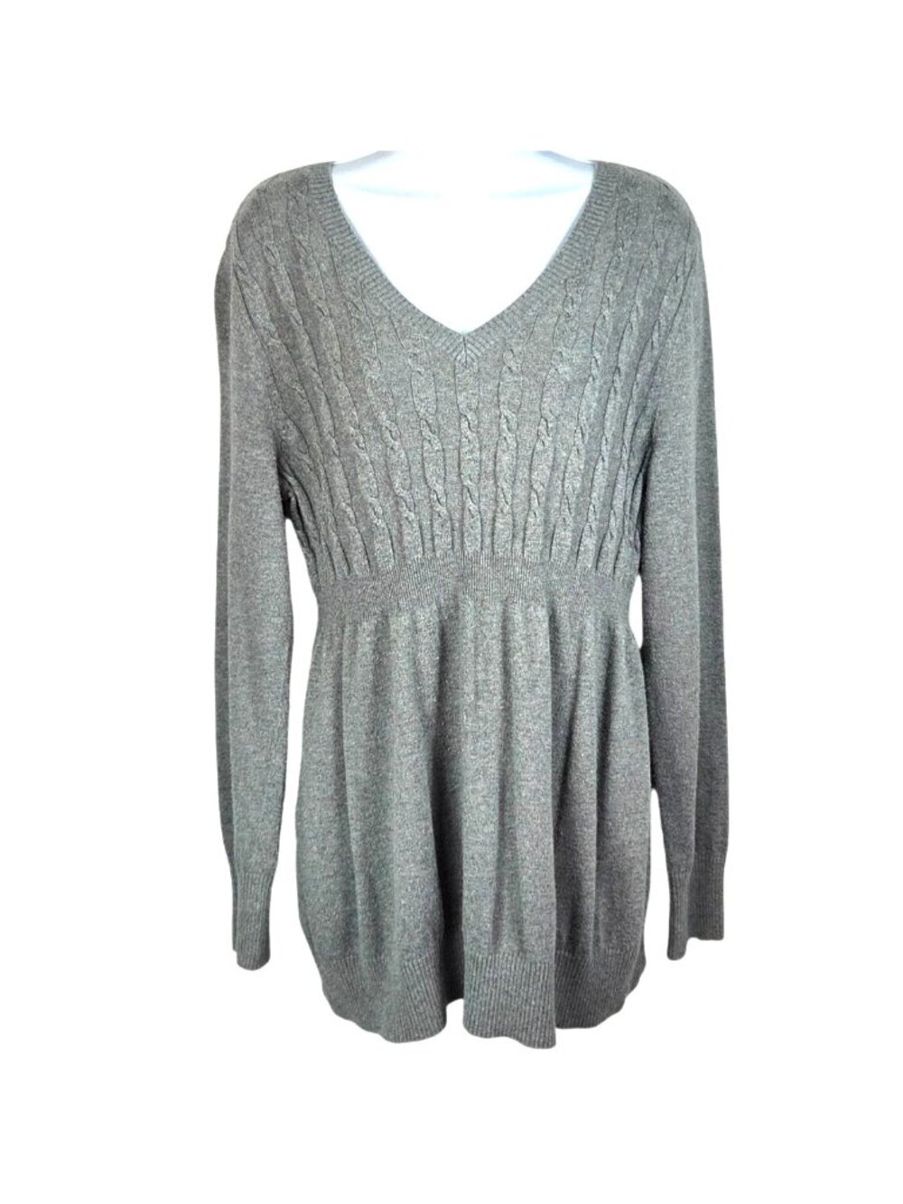 Liz Lange Maternity For Target Gray Cable Knit V-Neck Sweater XXL